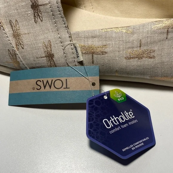 TOMS Women's Alpargata  Beige dragonflies Patterned Flats !!BRAND NEW!! - Picture 7 of 10